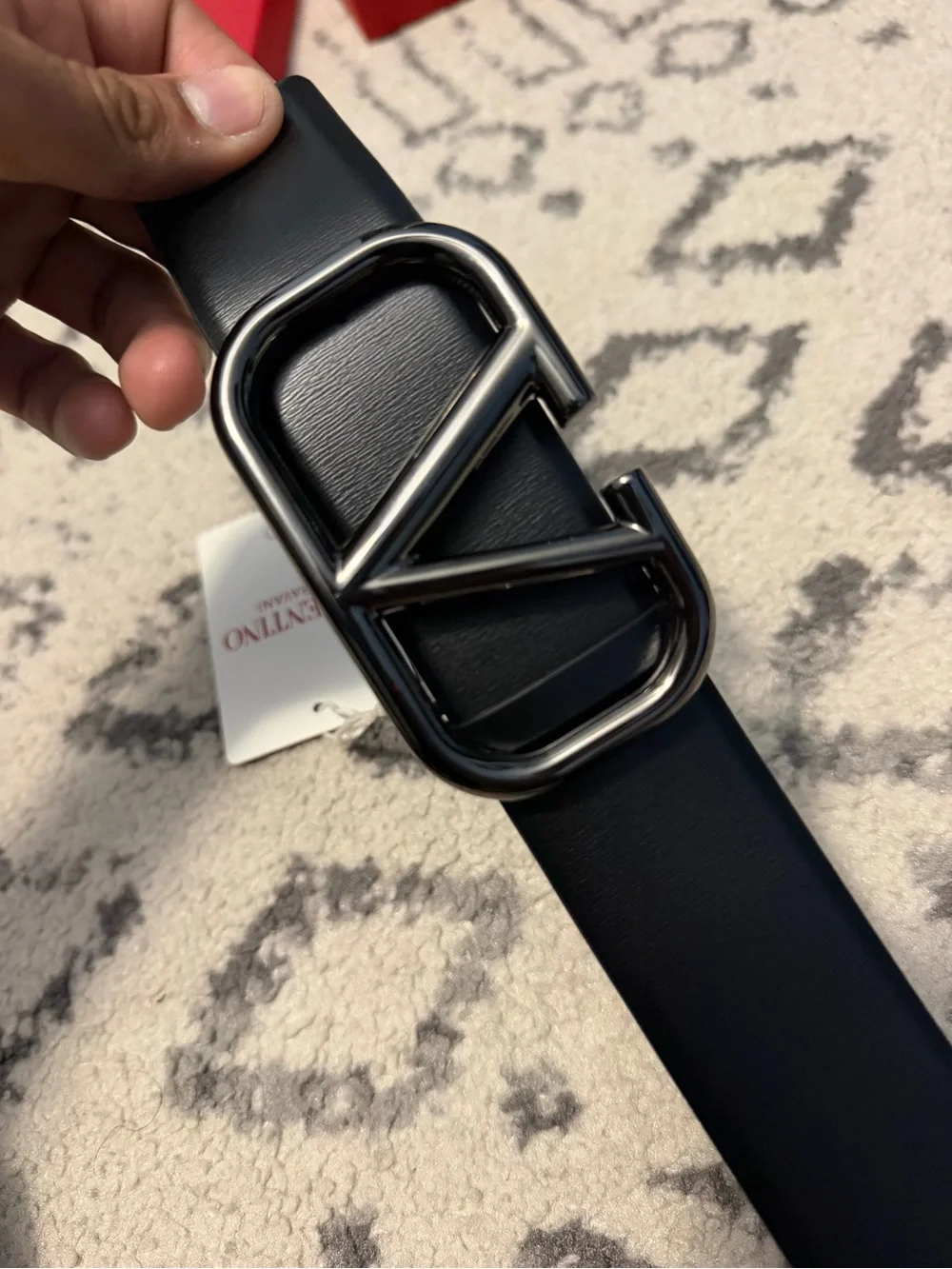 Valentino  logo dark silver buckle  belt  size 110